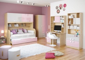 Детская комната Грэйси (Розовый/Серый/корпус Клен) в Красноярске - krasnoyarsk.katalogmebeli.com | фото 2