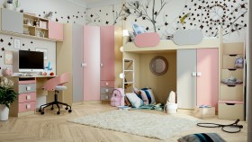 Детская комната Грэйси (Розовый/Серый/корпус Клен) в Красноярске - krasnoyarsk.katalogmebeli.com | фото 1