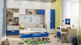 Детская комната Скай Люкс (Синий/Белый/корпус Клен) в Красноярске - krasnoyarsk.katalogmebeli.com | фото