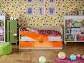 Кровать Бабочки 1,6м (Оранжевый металлик) в Красноярске - krasnoyarsk.katalogmebeli.com | фото