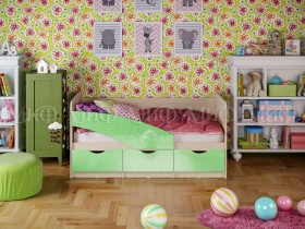 Кровать Бабочки 1,6м (Салатовый металлик) в Красноярске - krasnoyarsk.katalogmebeli.com | фото 1