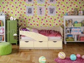 Кровать Бабочки 1,6м (Ваниль матовый) в Красноярске - krasnoyarsk.katalogmebeli.com | фото 1