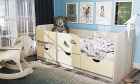 Кровать детская Минима Лего 1,6м (дуб атланта/крем) в Красноярске - krasnoyarsk.katalogmebeli.com | фото 1
