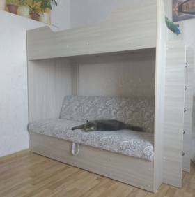 Кровать двухъярусная с диваном (Беленый дуб) в Красноярске - krasnoyarsk.katalogmebeli.com | фото