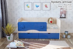 Техно Кровать детская 2 ящика 1.6 Синий глянец в Красноярске - krasnoyarsk.katalogmebeli.com | фото